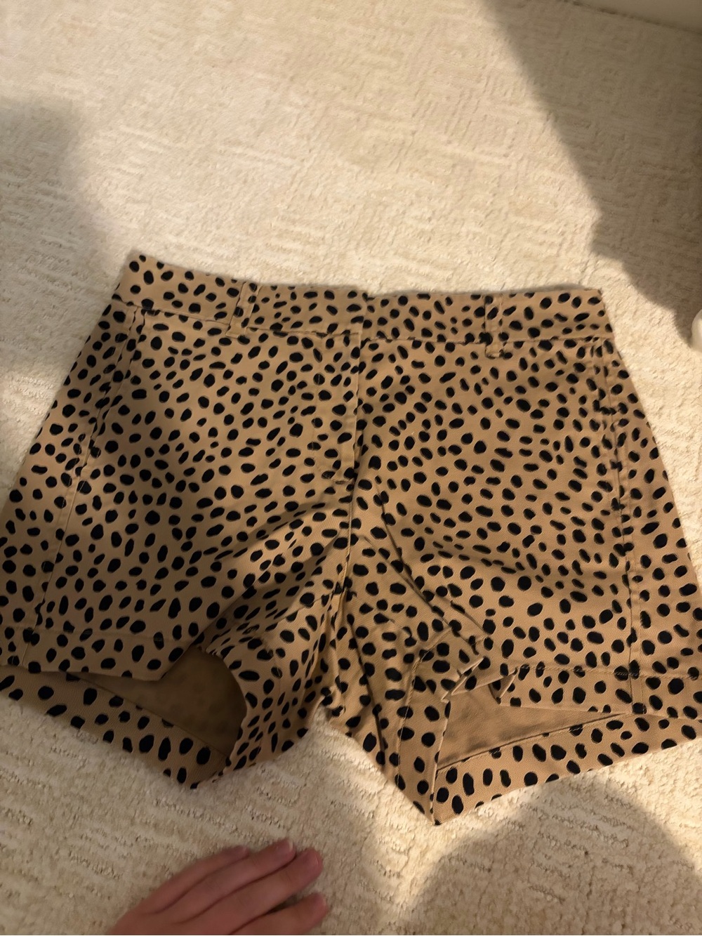 J. Crew Tan Shorts with Black Spot Print
